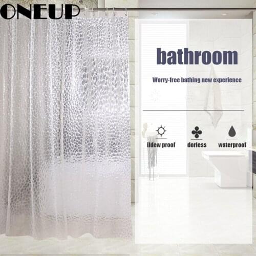 ONEUP Plastic 3D Waterproof Shower Curtain Transparent Water Cube Bathroom Set Luxury Shower Curtain With 12 Hooks