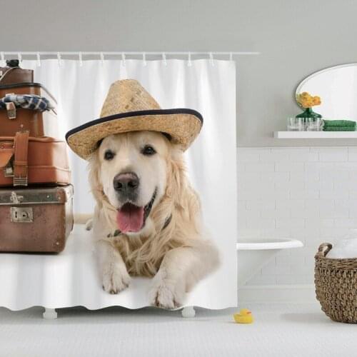 Dafield Dog On The Trip Shower Curtain Pets Cute Animal Lovely Funny Cat Bulldog Puppy Sunglasses Taking Bathing