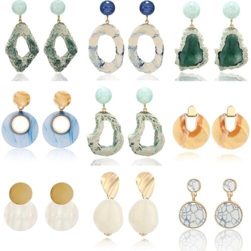 2020 Womens Earrings Geomeric Acrylic Drop Earrings Nature Resin Gravel Fashion Dangle Hanging Earrings Jewelry