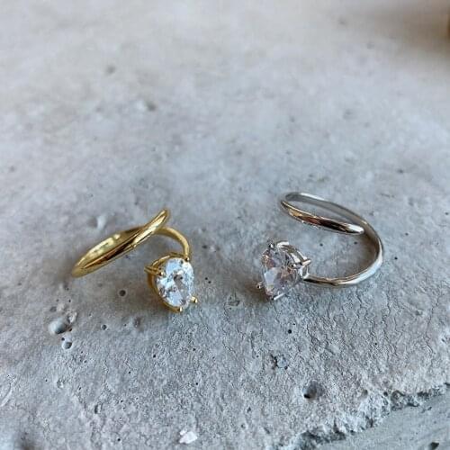 SHANICE S925 Sterling Silver OpenRing Handmade Twist Rings for Women Exquisite CZ Stone Adjustable Open Ring Silver 925 Jewelry