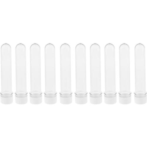 10pcs 40ml Clear PET Plastic Test Tubes With Screw Caps Bead Containers - 25x140mm