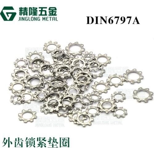 100pcs DIN6797A M3 M4 M5 M6 304 Stainless Steel Washer External Teeth Lock Washers