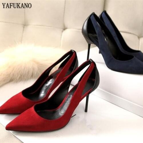 2020 Brand Womens Shoes Mixed Colors Pointed Toe Hollow High Heels Sexy Thin Heel Dress Party Pumps Plus Size 3132 33 43 44 45