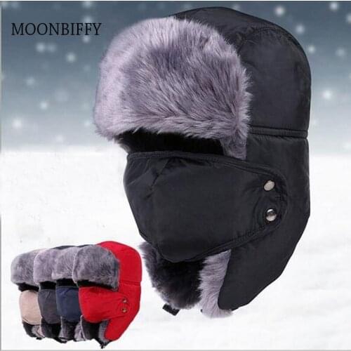 2021 Balaclava Earflap Bomber Hats Caps Scarf Men Women Russian Trapper Hat Trooper Earflap Snow Ski Hat Cap With Scarve
