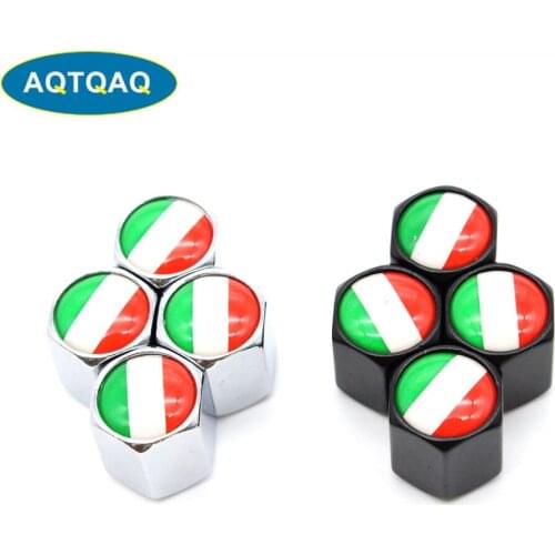 4 Pcs/Set Zinc Alloy Italy flag Style Tire Valve Stem Cap Tire Wheel Stem Air Valve Caps for Auto Cars