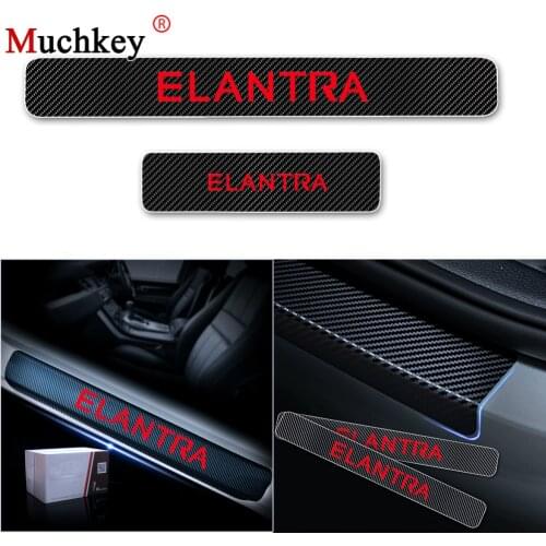 Oem Carbon Fiber Sticker For Hyundai Elantra Door Threshold Plate Guard Car Door Sill Scuff Plate Car-styling 4Pcs