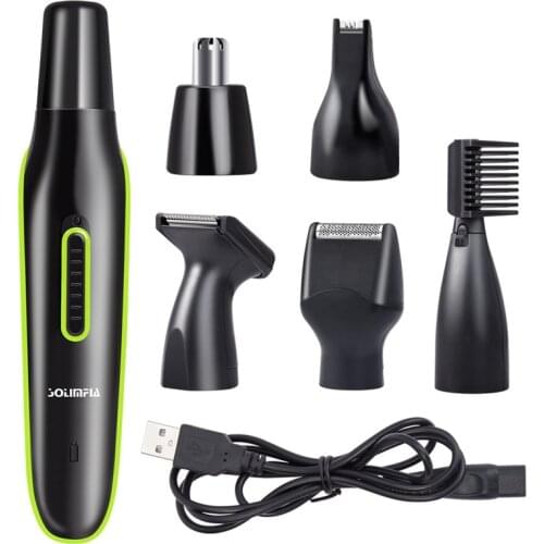 5 in 1 Professional Electric Rechargeable Nose and Ear Hair Trimmer Shaver Temple Cut For Men Personal Care Tools