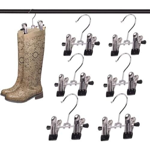 2Pcs Double Adjustable Clips Boots Hangers Ultra Thin Space Boot Holders for Tall Boots Hanging Clips Boot Holder Boot Organizer