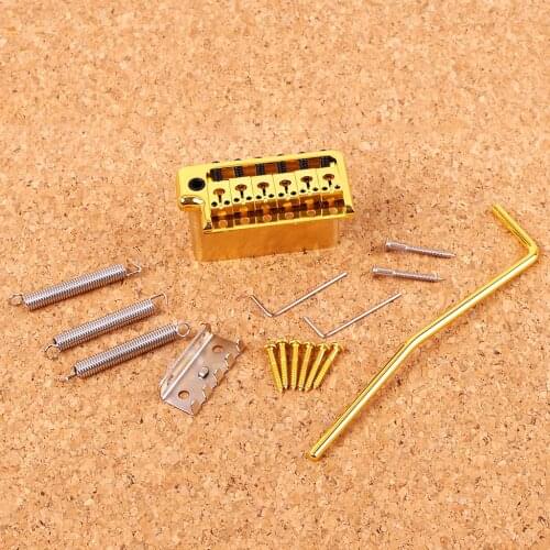 6 Strings Saddle Metal Gold Electric Guitar Bridge Single Tremolo System Set with Wrench Screws for Strat Guitar Tailpiece