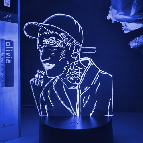 American Rapper Lil Peep Led Night Light for Home Decoration Colorful Night Light for Children Dropshipping 3d Lamp Celebrity