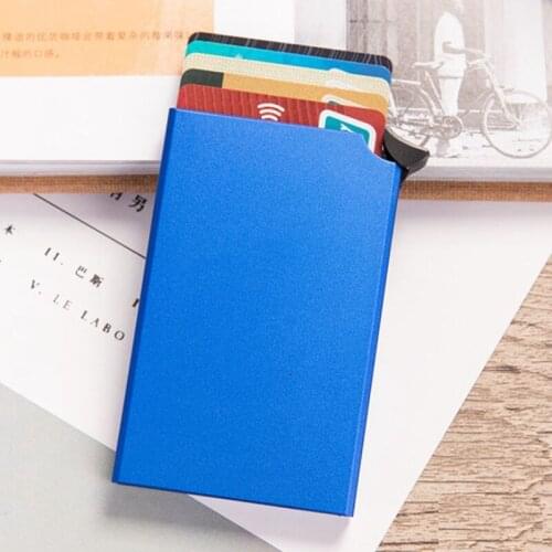 2020 Men and Women Aluminum Automatic Credit ID Card Holders Pop Up Blocking Card Wallet Travel Case Anti Protection Cardholder