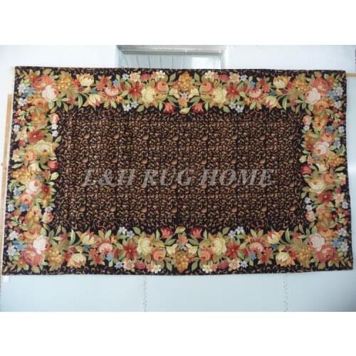 Free shipping 10K 5'x8' needlepoint woolen rugs roses design handmade for home decoration