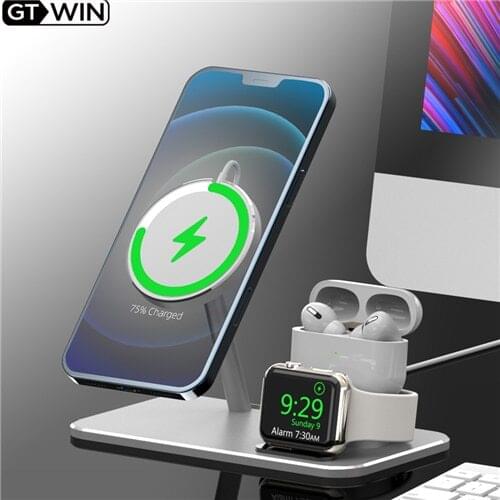 GTWIN Wireless Charging Station Stand For Apple To iPhone 12 Pro Max Mini Apple Watch i-Watch Wireless Charge Pad dock holder