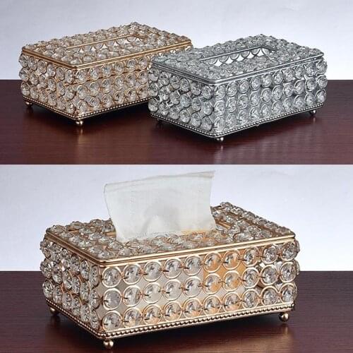 Shiny Tissue Box Elegant Napkin Holder for Living Room Bathroom Office Bar