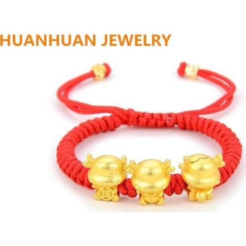 2021 New Lucky Red Rope Bracelet Zodiac Gold Plated cow pendant hand knotted adjustable Charm Bracelet for Exorcism Bracelet