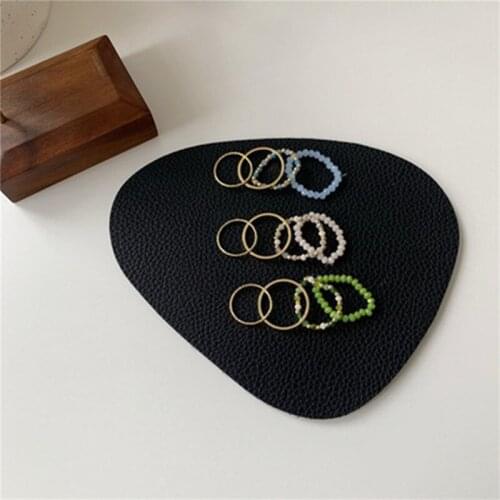 4pc Wholesale Bohemian Handmade Natural Stone Beads Rings for Women with Stainless Steel Bead Stretch Rope Wedding Adjustable