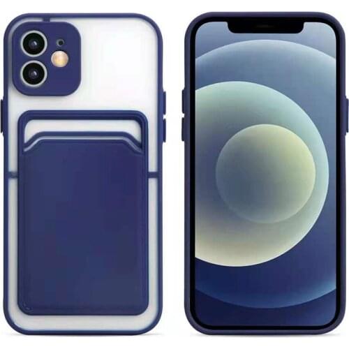 500pcs 2 in 1 Matte Frosted Transparent TPU+PC Cover Pouch Card Holder Case For iPhone 12 Mini 11 Pro Max XS XR X 8 7 6 Plus SE