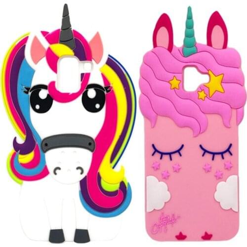 Phone Case For Samsung Galaxy J6 2018 J600 J600F Cover 3D Cartoon Cute Pony Unicorn Pink Horse Soft Silicone Back Cover