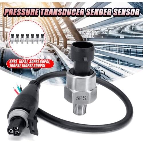 5V 1/8NPT Oil Fuel Air Pressure Transducer Transmitter Sensor 5/15/30/60/100/150/200-1600Psi
