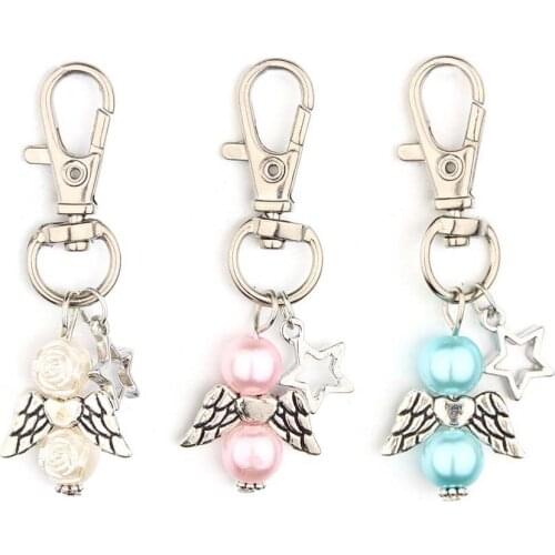Baby Shower Gifts, Antique Mini Angle with Star Pendant Key Chain for Guest Rustic Wedding Decorations Favors Souvenir Keychain