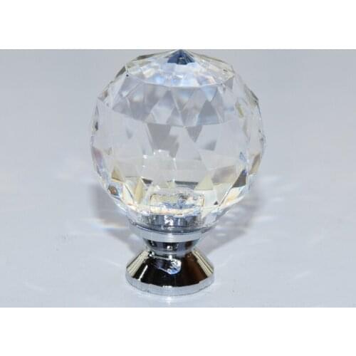 30mm Zinc Alloy Clear Crystal Sparkle Glass Kitchen Cabinet Knobs Handles Dresser Cupboard Door Knob Pulls