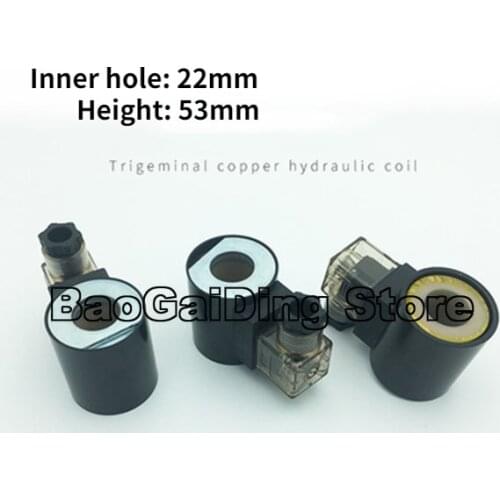 Hydraulic Oil Valve HL-022 Solenoid Valve Coil Three Plug 02-DL Inner Hole 22mm, Height 53mm AC220V DC24V AC110V