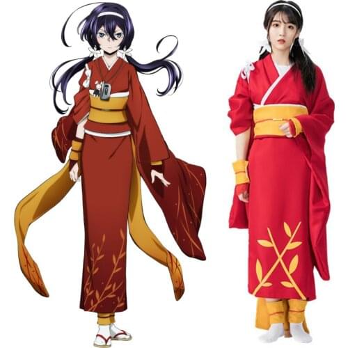 Anime Bungo Stray Dogs Cosplay Kyouka Izumi Red Kimono Costume Halloween Party Japanese Kimonos Set