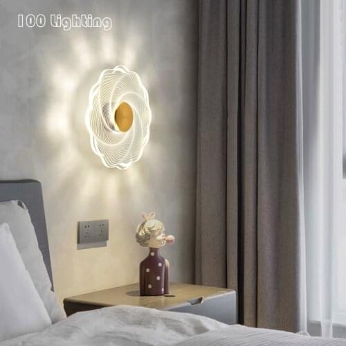 Round Acrylic LED Wall Lamps Home Flower Decoration Bedside Restaurant Foyer Wall Sconces Luminaire Dropshipping