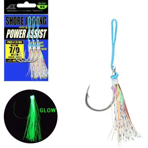 JK PAS-L 4X Mustad Power Jigging Assist Hook 1/0-11/0 UV / Luminous PE Line Circle Jig Hook Fishing Equipment