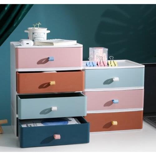New Large Capacity Organizing Drawer Colorful Stackable Storage Box Jewelry Organizer Office PP Mask Storage Case Japan Style