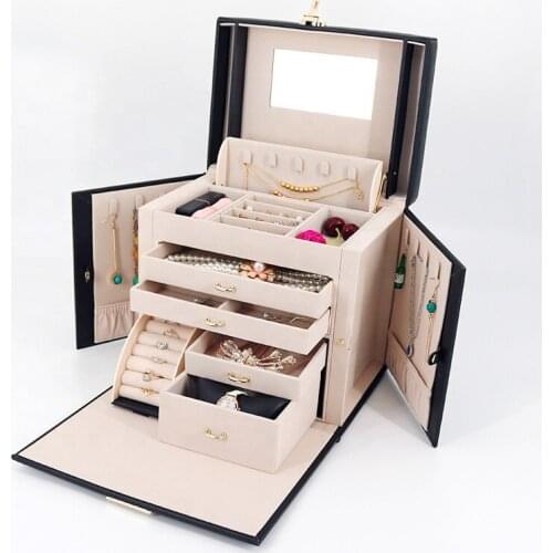 GOOSUU Jewelry Organizer box Safe Locker Earrings Plate Mirror Luggage makeup Bracelets Earring Ring packaging casket Container