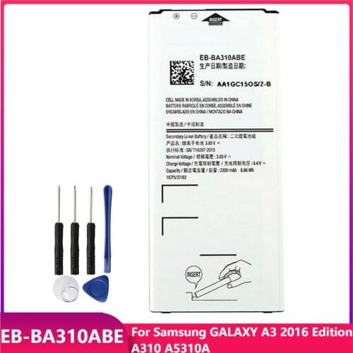 Original Phone Battery EB-BA310ABE For Samsung GALAXY A3 2016 Edition A310 A5310A Replacement Rechargable Batteries 2300mAh