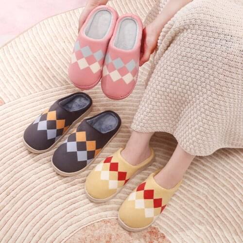 Autumn and Winter New Style Plush Home Couple Cotton Slippers Home Indoor Cotton Slippers Home Cotton Shoes Men