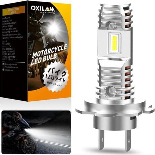 OXILAM 1Pcs H7 Motorcycle LED Headlight 6000K White Bulb HeadLamp Canbus Error Free For For Yamaha BMW Ducati 12V Wireless