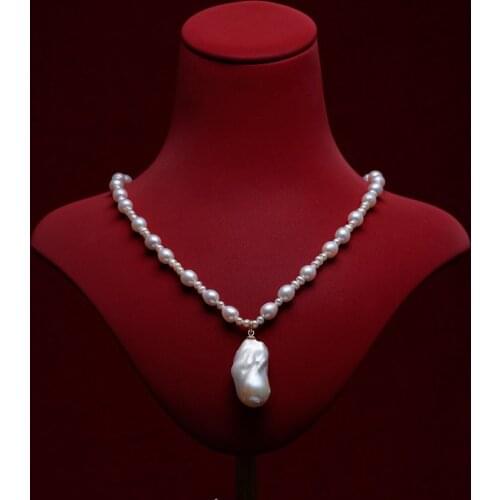Big Baroque Pearl Pendant White Pearl Necklace Uniquie Design Freshwater Pearl Bride Gift Necklace FP062