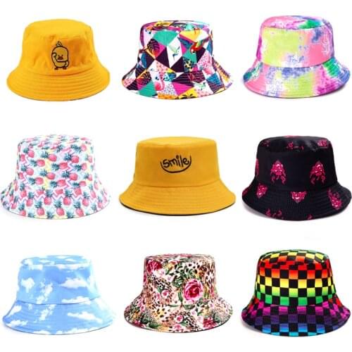Summer Bucket Hat Women Men duck Double Sided Fisherman hat bob Outdoor Travel Sunscreen print sun hat Fashion hip hop Panama