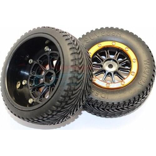 GPM RUBBER REAR TIRES WITH PLASTIC 10 POLES PATTERN REAR WHEELS For TRAXXAS SLASH 4X4 RC Upgrade