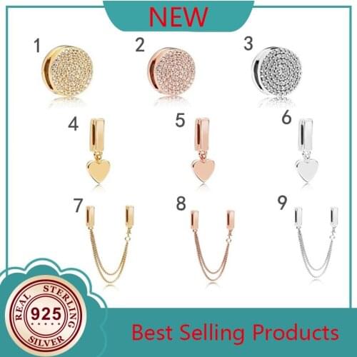 925 Sterling Silver Charm Rose Reflexions Floating Heart Clip Pendant Beads Fit Pan Bracelet & Bangle Diy Jewelry