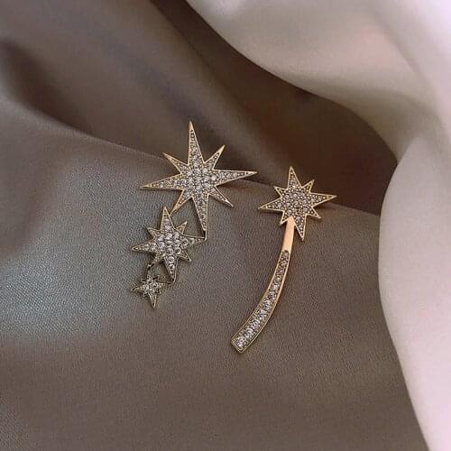 XIYANIKE Snowflake Earrings Korea Polygon Irregular Asymmetric Stud Earrings 2020 Summer New Fashion Rhinestones Studs Jewelry