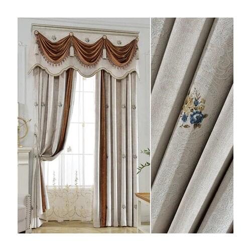 New European style blackout splicing curtain fabric Bay window French window living room bedroom balcony curtain