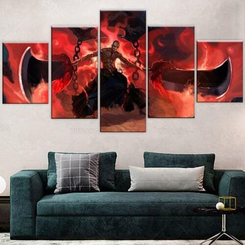 Modern Canvas Painting Art Pictures 5 Panels Anime Bankai Bleach Fantasy Warrior Wall Art Pictures For Living Room HD Printed