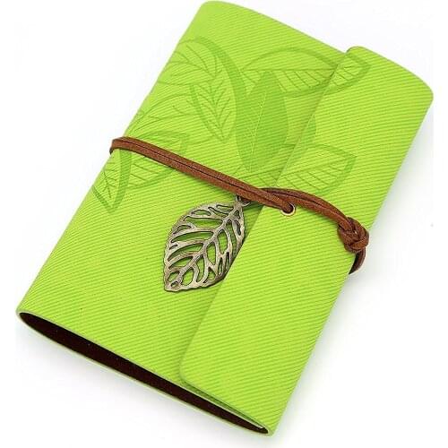 Vintage Light Green PU Leather Cover Loose Leaf Blank Notebook Journal Diary Gift