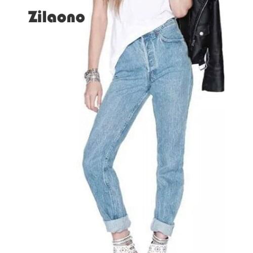 Women Large Size Jeans 2021 Autumn Classic High Waist High Elasticity Relaxed-fit Fashion Denim Straight leg Trousers
