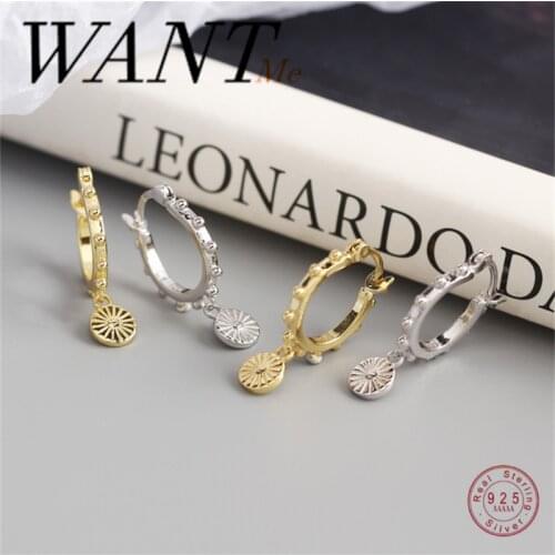 WANTME New Arrival Genuine 925 Sterling Silver High Quality Round Line Stud Earrings for Women Texture Elegant Party Jewelry