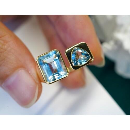 SX Jewellery Solid 18K White Gold Nature 2.64ct Blue Aquamarine Gemstones Rings for Women Fine Jewelry Presents