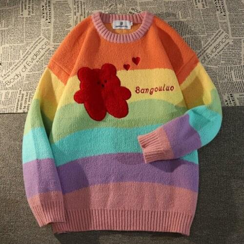 Korobov Vintage O Neck Long Sleeve Women Pullovers Sweater Korean Oversize Jumpers Japanese Kawaii Cartoon Letter Sueter Mujer