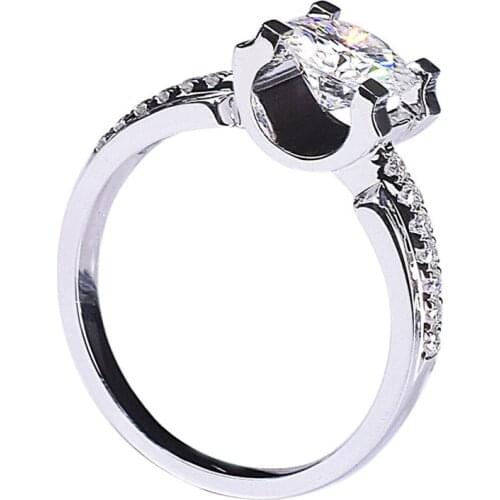 Real S925 Sterling Silver Rings for Women Mossan Stone 1ct Diamond Jewelry Luxury Engagement Wedding Elegant Exquisite Fine Gift
