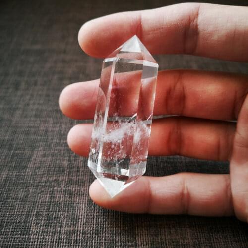 1PCS 55-70mm Natural White Quartz Crystal Double Point Wand Rock Obelisk Healing Clear Tower Enery Ornaments Chakra Gifts