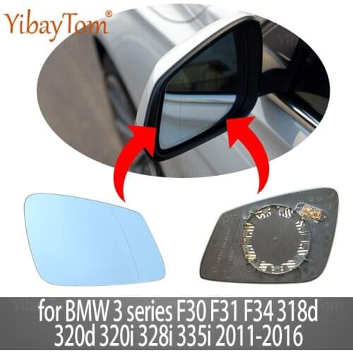 1pc Side View Rearview Blue Heated Left & Right Mirror Glass for BMW 3 Series F30 F31 F34 318d 320d 320i 328i 335i 2011-2016