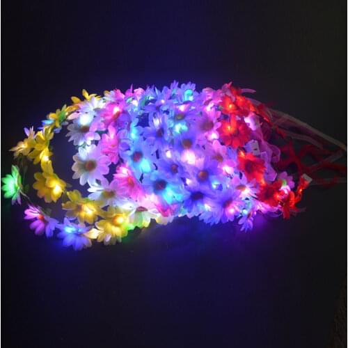 10pcs Woman Girl LED Light Flower Hair Wreath Hairband Garlands Party Glowing Wreath Birthday Gift Wedding Crown Flower Headband